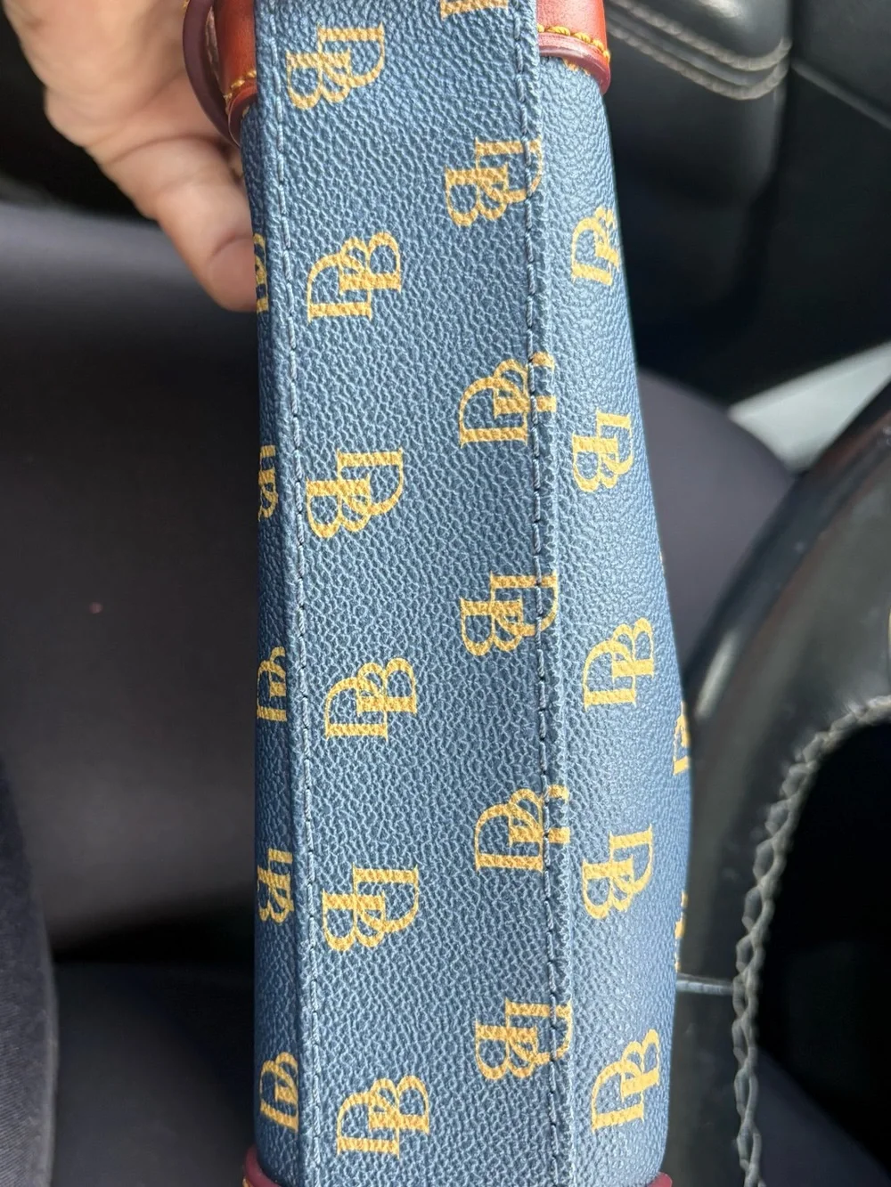 Dooney & Bourke navy with Brown Trim Monogram Crossbody